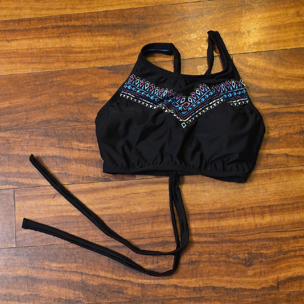 Allure Black Swimwear with Bright Turquoise Lining